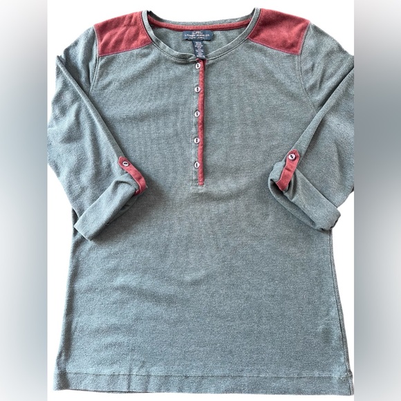 Lauren Ralph Lauren Hunter Green and Brown Suede Henley Shirt - Picture 8 of 8